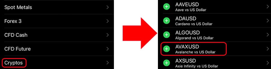 MT4/MT5にAVAX/USDを表示イメージ