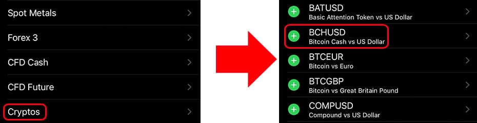 MT4/MT5にBCH/USDを表示イメージ