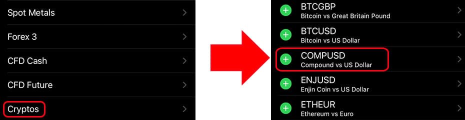 MT4/MT5にCOMP/USDを表示イメージ