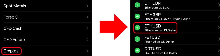 MT4/MT5にETH/USDを表示イメージ
