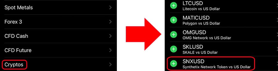 MT4/MT5にSNX/USDを表示イメージ