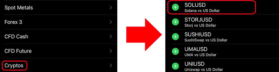 MT4/MT5にSOL/USDを表示イメージ