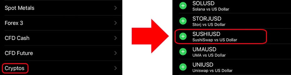 MT4/MT5にSUSHI/USDを表示イメージ