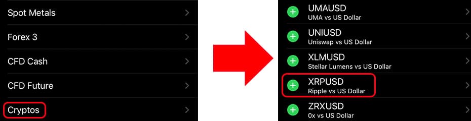 MT4/MT5にXRP/USDを表示イメージ