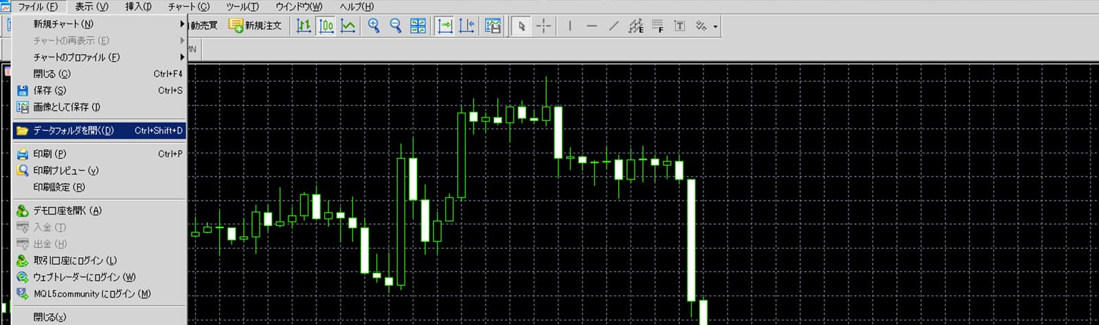ヒストリカルデータ-データフォルダ開くイメージ